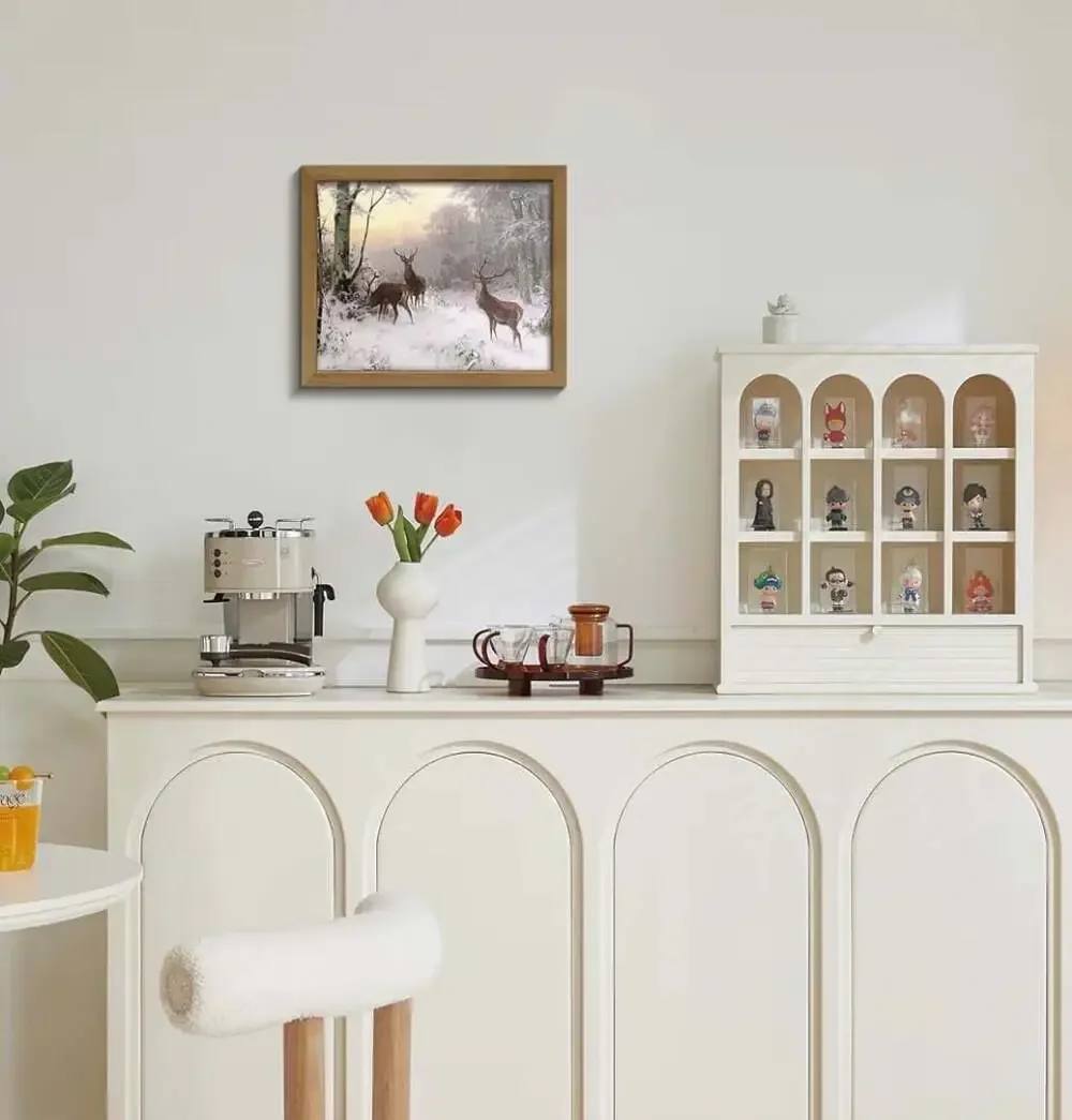Deers in the Winter Forest Framed‎ Canvas Wall Art